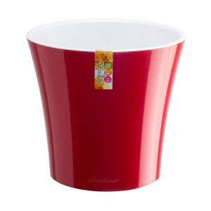Ghiveci din plastic Arte, cu sistem de auto-udare, rosu-alb, 2 l, D 16.5 cm