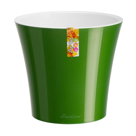 Ghiveci din plastic Arte, cu sistem de auto-udare, verde-alb, 5 l, D 22 cm