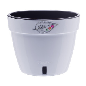 Ghiveci din plastic Asti, cu sistem de auto-udare, alb-negru, D 18 cm