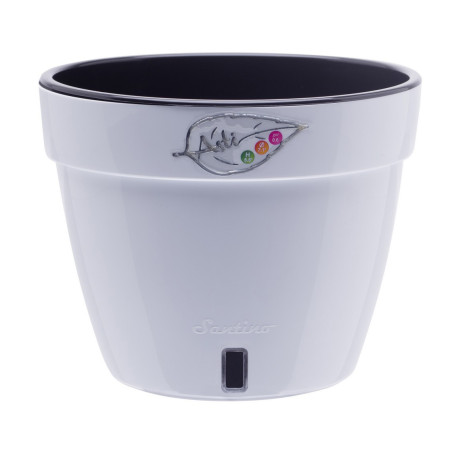 Ghiveci din plastic Asti, cu sistem de auto-udare, alb-negru, D 18 cm