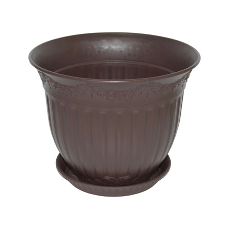 Ghiveci din plastic Calla, cu farfurie, bronz, D 30 cm