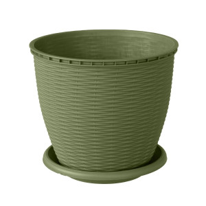 Ghiveci din plastic, Critex, cu farfurie, verde, D 17.5 cm