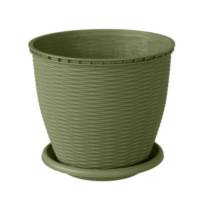 Ghiveci din plastic, Critex, cu farfurie, verde, D 29.5 cm