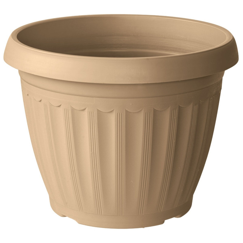 Ghiveci din plastic Critex Infinity, interior / exterior, rotund, crem, 16.5 x 12.5 cm