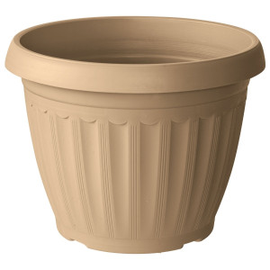 Ghiveci din plastic Critex Infinity, interior / exterior, rotund, crem, 23 x 17 cm