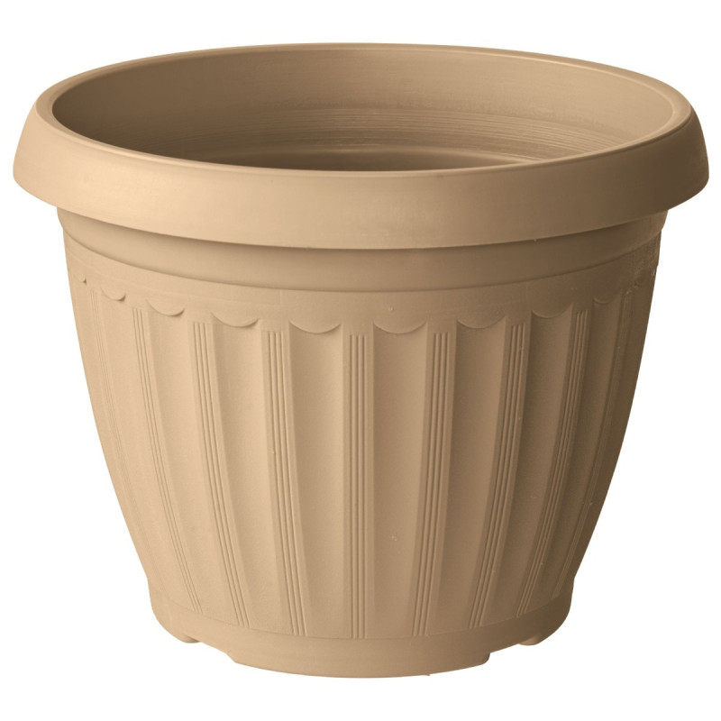 Ghiveci din plastic Critex Infinity, interior / exterior, rotund, crem, 23 x 17 cm