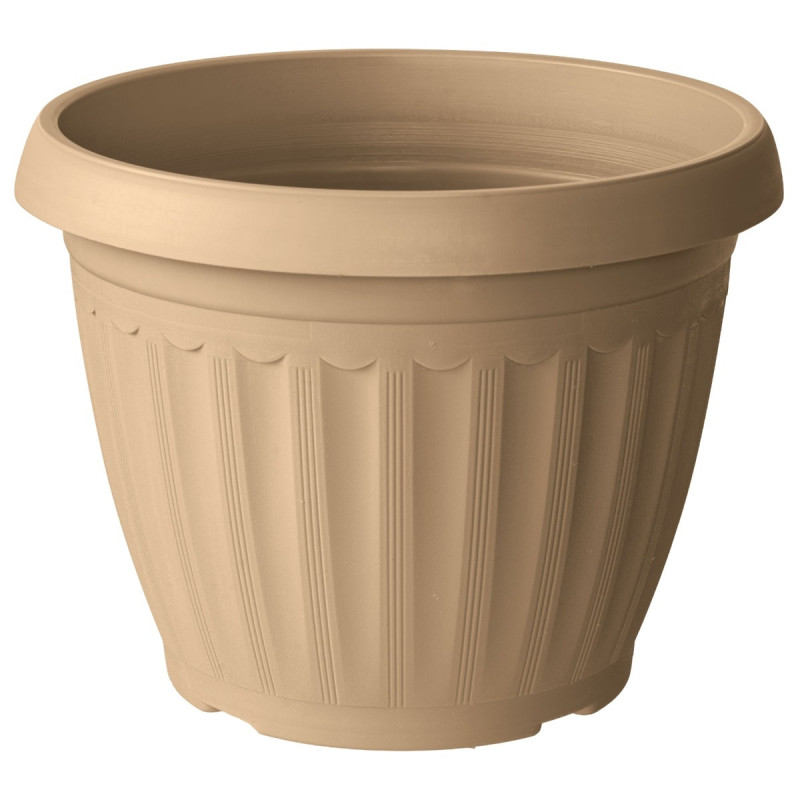 Ghiveci din plastic Critex Infinity, interior / exterior, rotund, crem, 25.5 x 20 cm