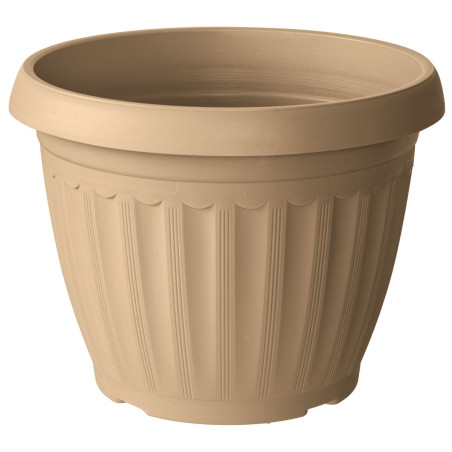 Ghiveci din plastic Critex Infinity, interior / exterior, rotund, crem, 28.5 x 22 cm