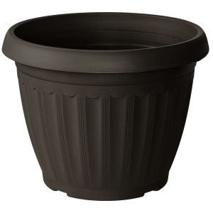 Ghiveci din plastic Critex Infinity, interior / exterior, rotund, wenge, 25.5 x 20 cm