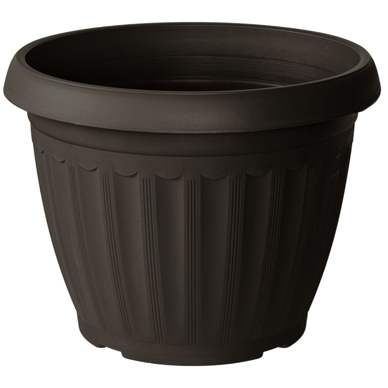 Ghiveci din plastic Critex Infinity, interior / exterior, rotund, wenge, 36 x 26.5 cm