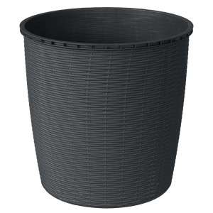 Ghiveci din plastic Critex, Ratan, interior / exterior, rotund, gri antracit, 40 x 40 cm
