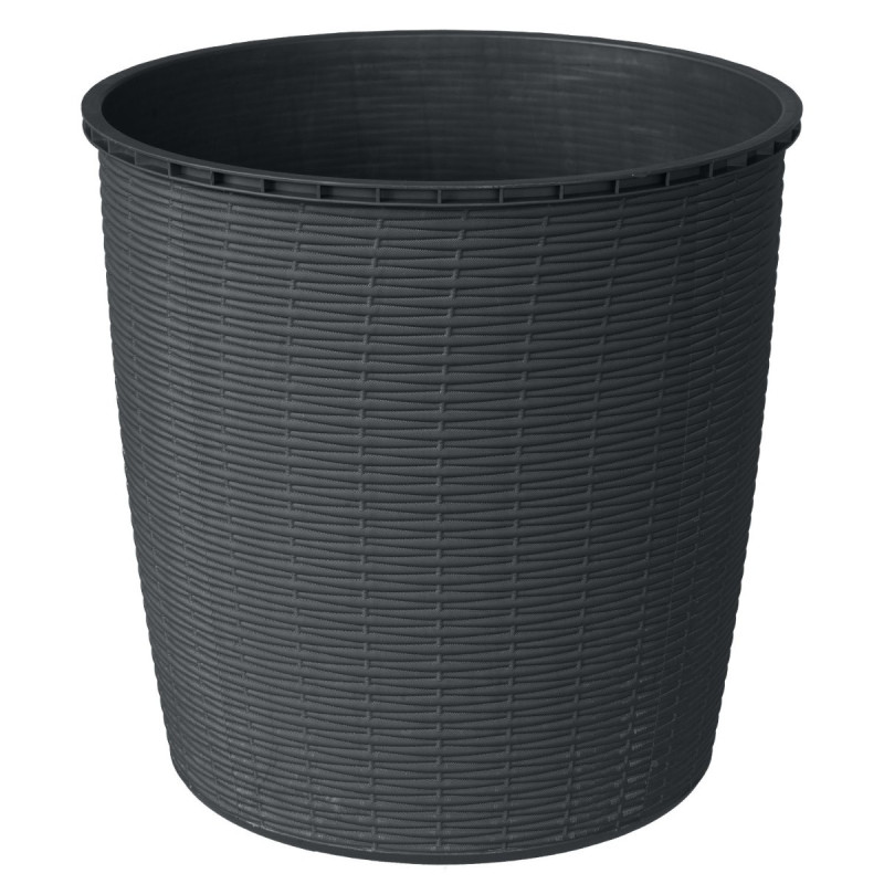 Ghiveci din plastic Critex, Ratan, interior / exterior, rotund, gri antracit, 40 x 40 cm