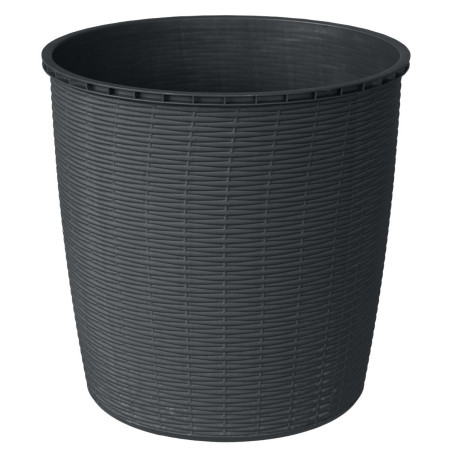 Ghiveci din plastic Critex, Ratan, interior / exterior, rotund, gri antracit, 40 x 40 cm