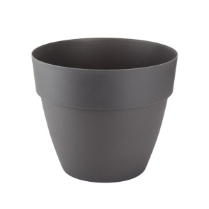 Ghiveci din plastic Gardena Lux, cu suport scurgere, interior / exterior, rotund, antracit, 20 x 16.5 cm