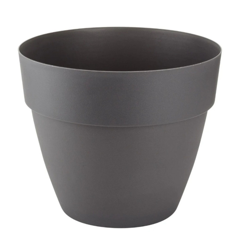 Ghiveci din plastic Gardena Lux, cu suport scurgere, interior / exterior, rotund, antracit, 30 x 26 cm