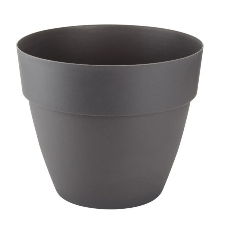 Ghiveci din plastic Gardena Lux, cu suport scurgere, interior / exterior, rotund, antracit, 30 x 26 cm