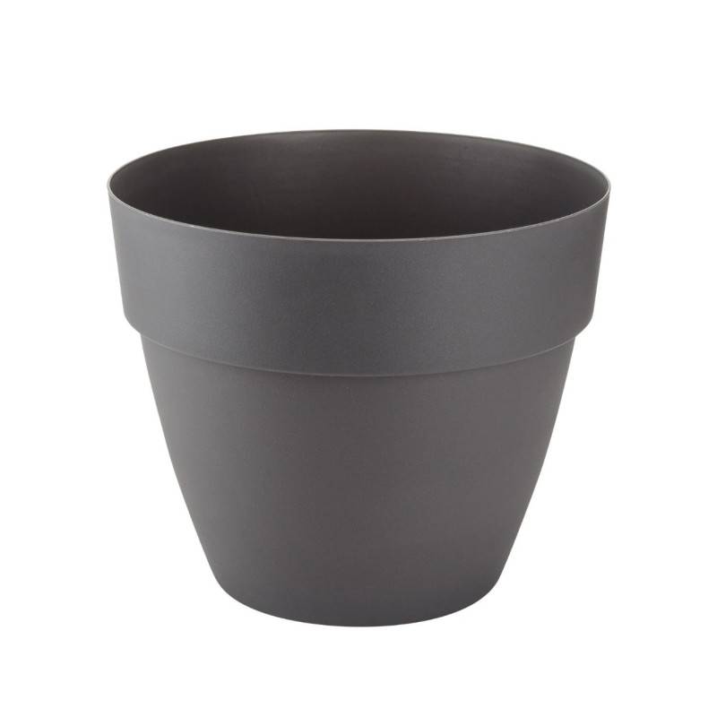 Ghiveci din plastic Gardena Lux, cu suport scurgere, interior / exterior, rotund, antracit, 40 x 34 cm