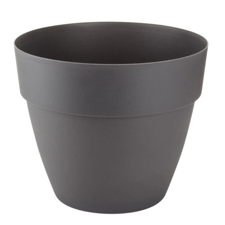 Ghiveci din plastic Gardena Lux, cu suport scurgere, interior / exterior, rotund, antracit, 47 x 39.5 cm