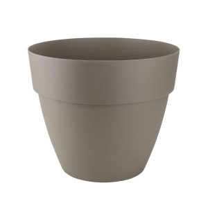 Ghiveci din plastic Gardena Lux, cu suport scurgere, interior / exterior, rotund, mocca, 40 x 34 cm