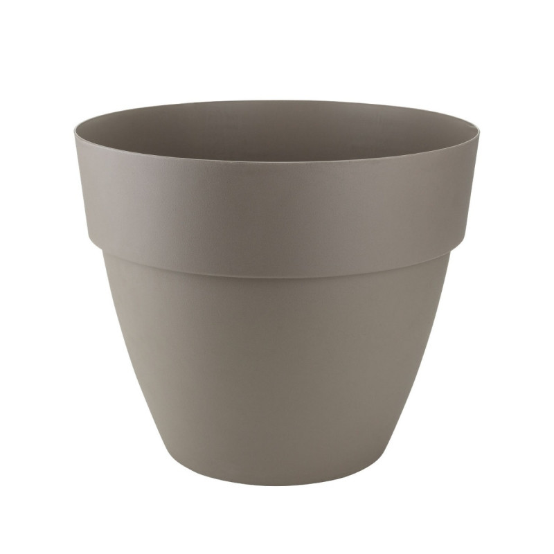 Ghiveci din plastic Gardena Lux, cu suport scurgere, interior / exterior, rotund, mocca, 40 x 34 cm