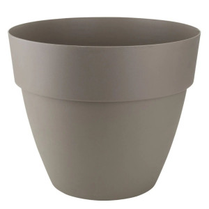 Ghiveci din plastic Gardena Lux, cu suport scurgere, interior / exterior, rotund, mocca, 47 x 39.5 cm