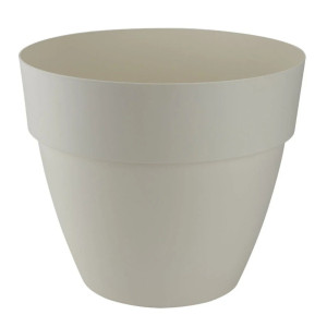 Ghiveci din plastic Gardena Lux, cu suport scurgere, interior / exterior, rotund, vanilie, 20 x 16.5 cm