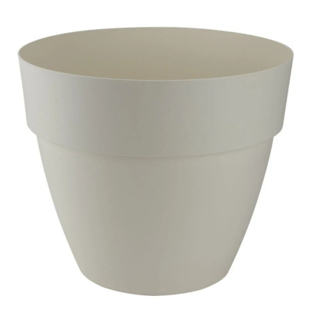 Ghiveci din plastic Gardena Lux, cu suport scurgere, interior / exterior, rotund, vanilie, 20 x 16.5 cm
