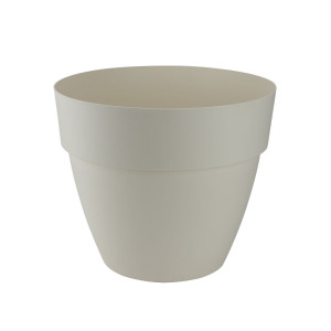 Ghiveci din plastic Gardena Lux, cu suport scurgere, interior / exterior, rotund, vanilie, 40 x 34 cm
