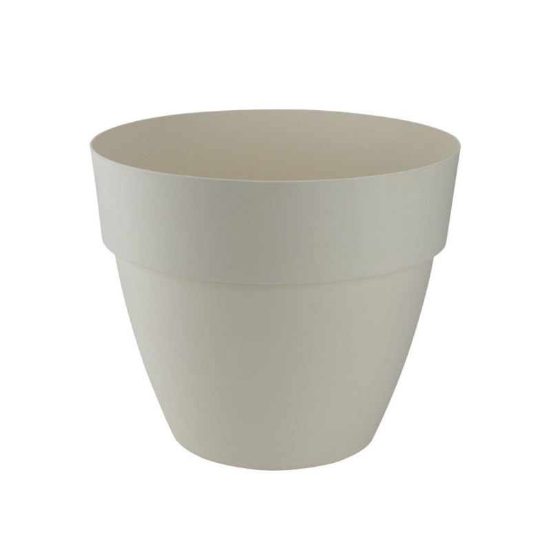 Ghiveci din plastic Gardena Lux, cu suport scurgere, interior / exterior, rotund, vanilie, 40 x 34 cm