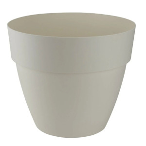 Ghiveci din plastic Gardena Lux, cu suport scurgere, interior / exterior, rotund, vanilie, 47 x 39.5 cm