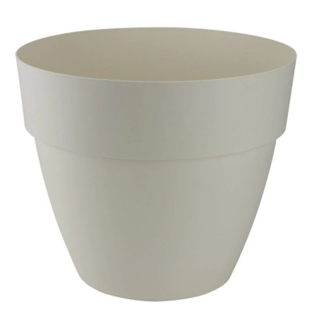 Ghiveci din plastic Gardena Lux, cu suport scurgere, interior / exterior, rotund, vanilie, 47 x 39.5 cm