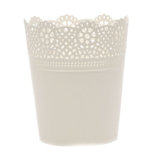 Ghiveci din plastic Lace, alb D 16 cm