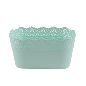 Ghiveci din plastic Lace, albastru, oval, 28.5 x 15.5 cm