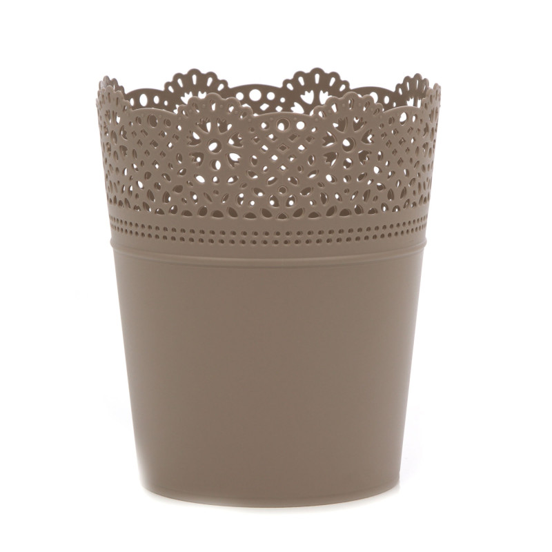 Ghiveci din plastic Lace, mocca D 14 cm