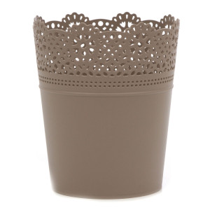 Ghiveci din plastic Lace, mocca D 16 cm