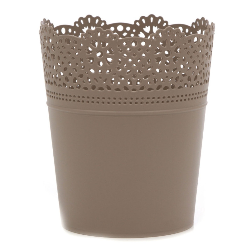 Ghiveci din plastic Lace, mocca D 16 cm