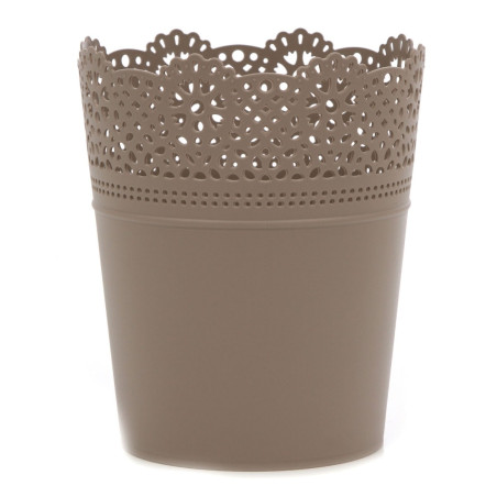 Ghiveci din plastic Lace, mocca D 16 cm