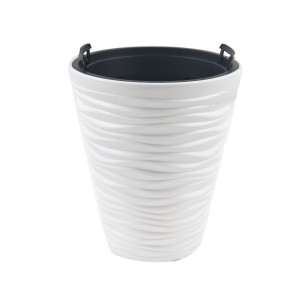 Ghiveci din plastic Sand, cu masca, alb, D 38.8 cm