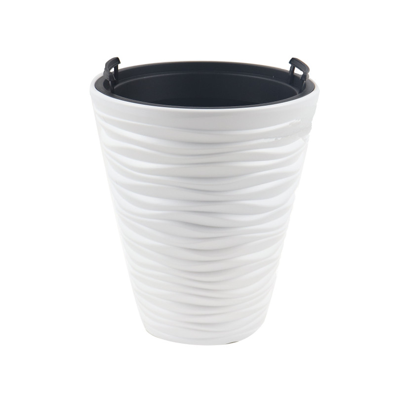 Ghiveci din plastic Sand, cu masca, alb, D 38.8 cm