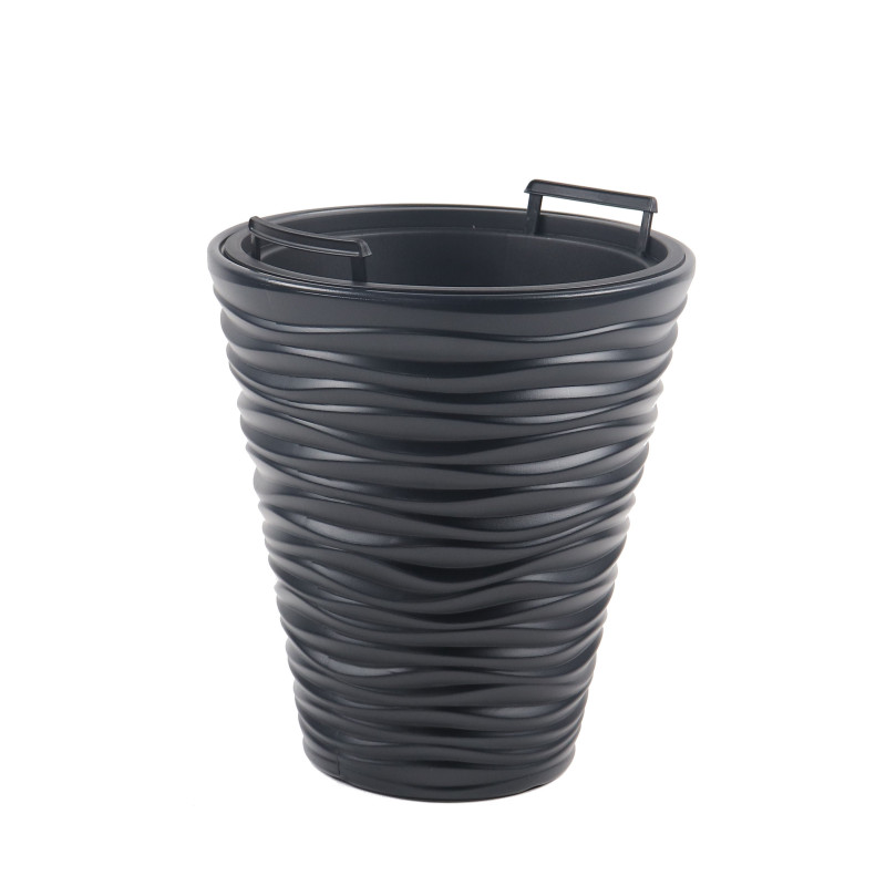 Ghiveci din plastic Sand, cu masca, antracit, D 29.5 cm