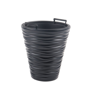 Ghiveci din plastic Sand, cu masca, antracit, D 38.8 cm