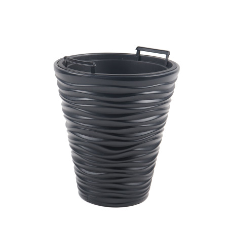Ghiveci din plastic Sand, cu masca, antracit, D 38.8 cm