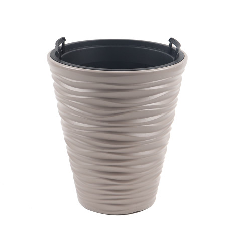 Ghiveci din plastic Sand, cu masca, mocca, D 34.5 cm