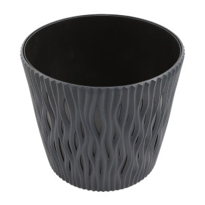 Ghiveci din plastic Sandy, antracit, D 19 cm