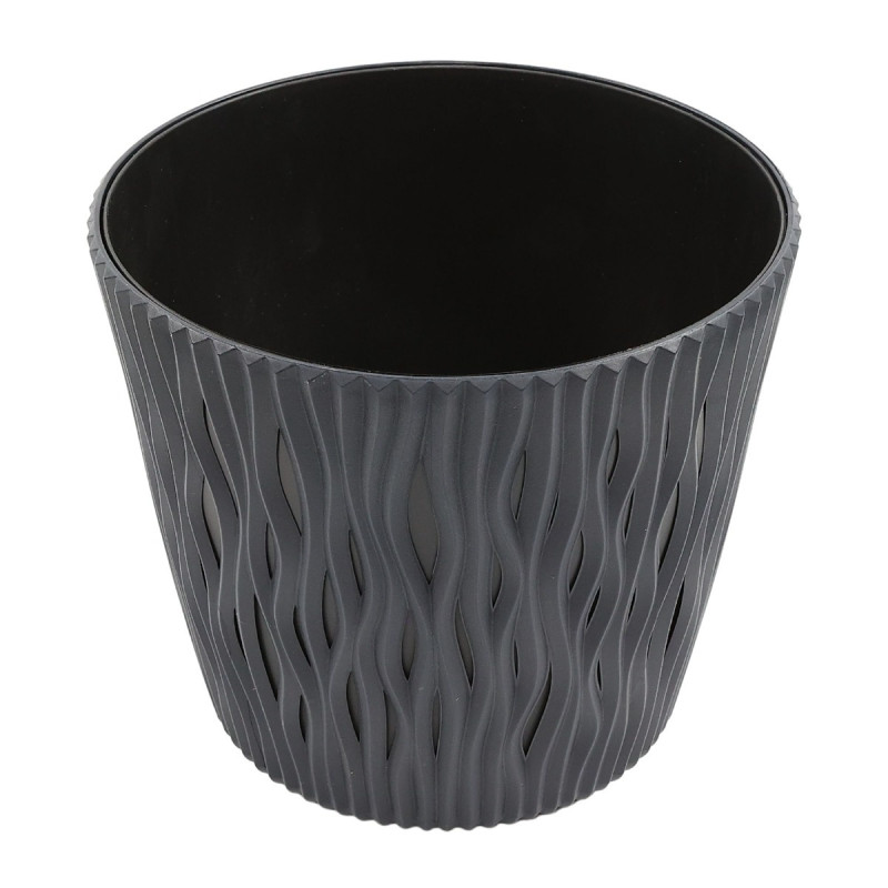 Ghiveci din plastic Sandy, antracit, D 19 cm