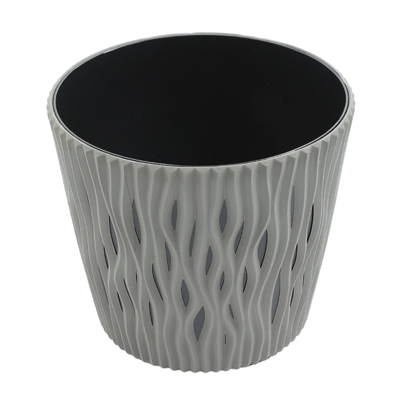 Ghiveci din plastic Sandy, gri piatra, D 26 cm