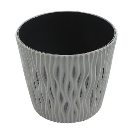 Ghiveci din plastic Sandy, gri piatra, D 26 cm