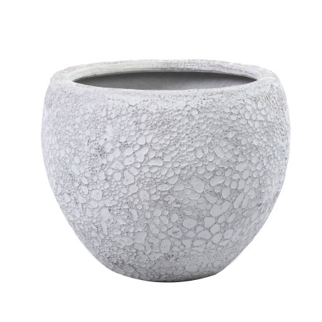 Ghiveci din polirasina + piatra FS190410443S, exterior, alb antichizat, rotund, 25 x 20.5 cm