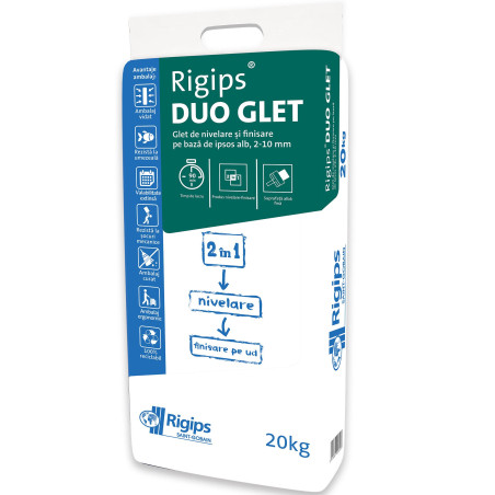 Glet de finisaj Rigips DuoGlet, pe baza de ipsos, interior, 20 kg