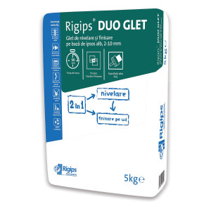 Glet de finisaj Rigips DuoGlet, pe baza de ipsos, interior, 5 kg